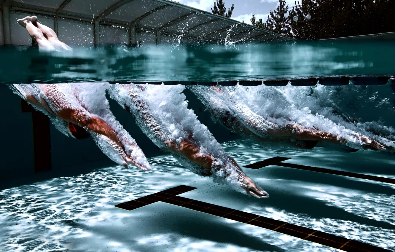 Photo wallpaper squirt, jump, swimming