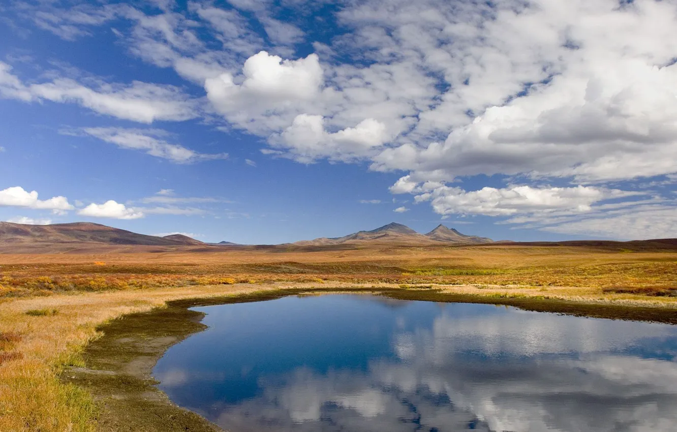 Photo wallpaper clouds, plain, puddle