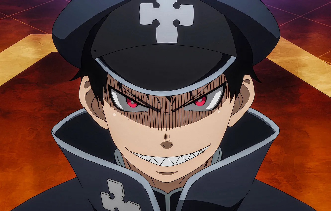 Photo wallpaper look, smile, anime, form, anime, high quality, Flaming Fire Brigade, Shinra Kusakabe