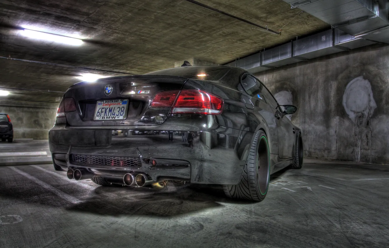 Photo wallpaper black, BMW, shadow, BMW, Parking, back, e92