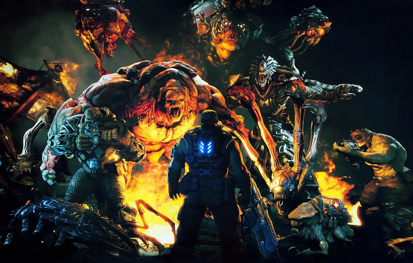 Photo wallpaper Gears of War 3, Xbox 360, Epic Games, a second before