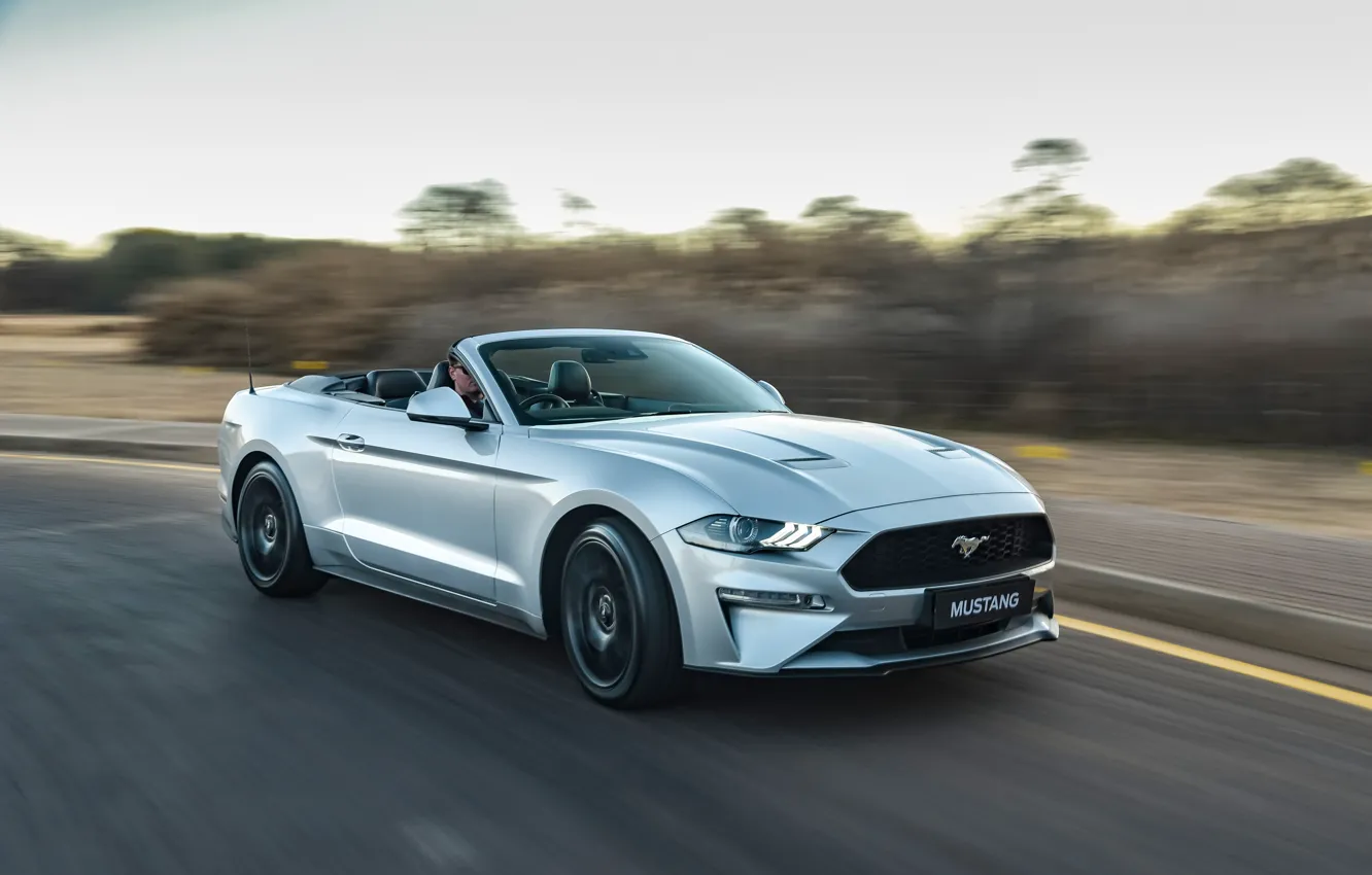 Photo wallpaper Mustang, Ford, drive, motion, Ford Mustang EcoBoost Convertible