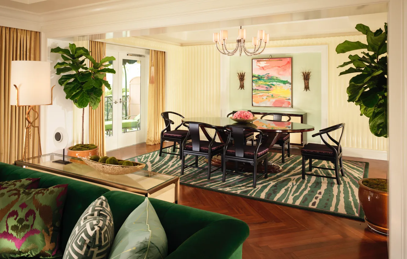 Photo wallpaper interior, living room, Beverly Hills, dining room, luxury villa
