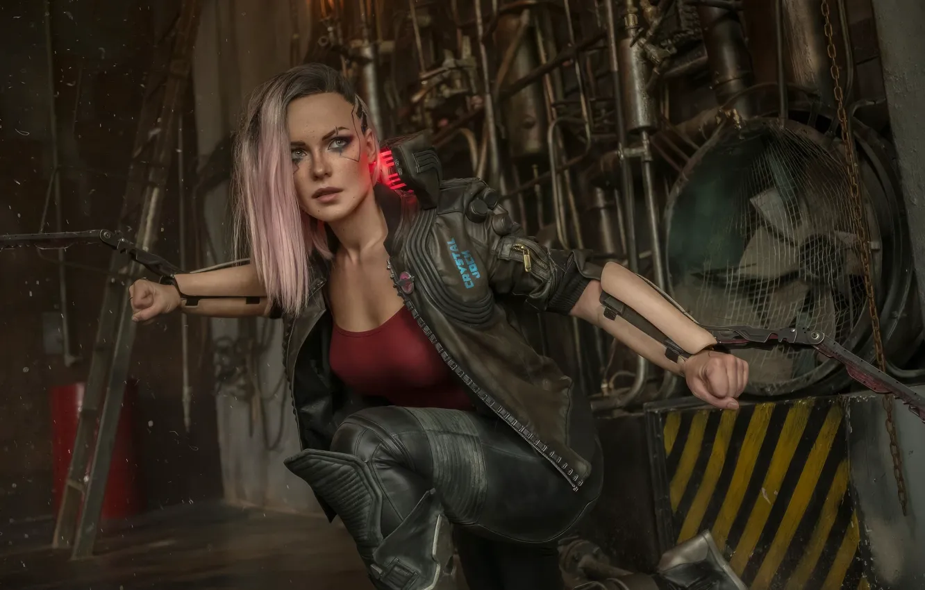 Photo wallpaper cosplay, Cyberpunk 2077, blades, Irina Meier, Irina Pirozhnikova