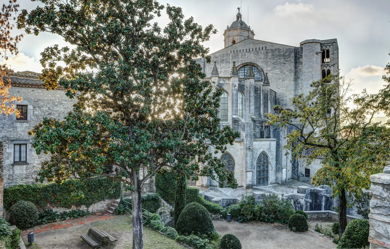 Photo wallpaper Spain, Cathedral, back yard, Girona