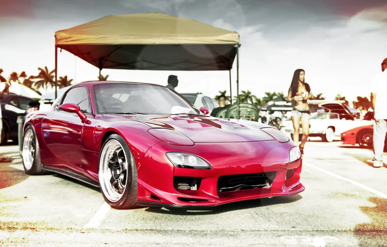 Photo wallpaper car, red, red, sports, Mazda, Mazda, RX8