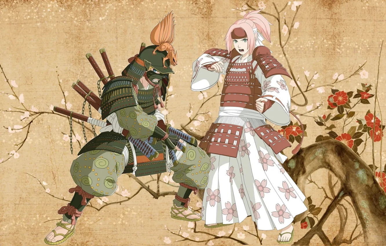 Photo wallpaper game, Naruto, anime, sakura, samurai, ninja, asian, armour