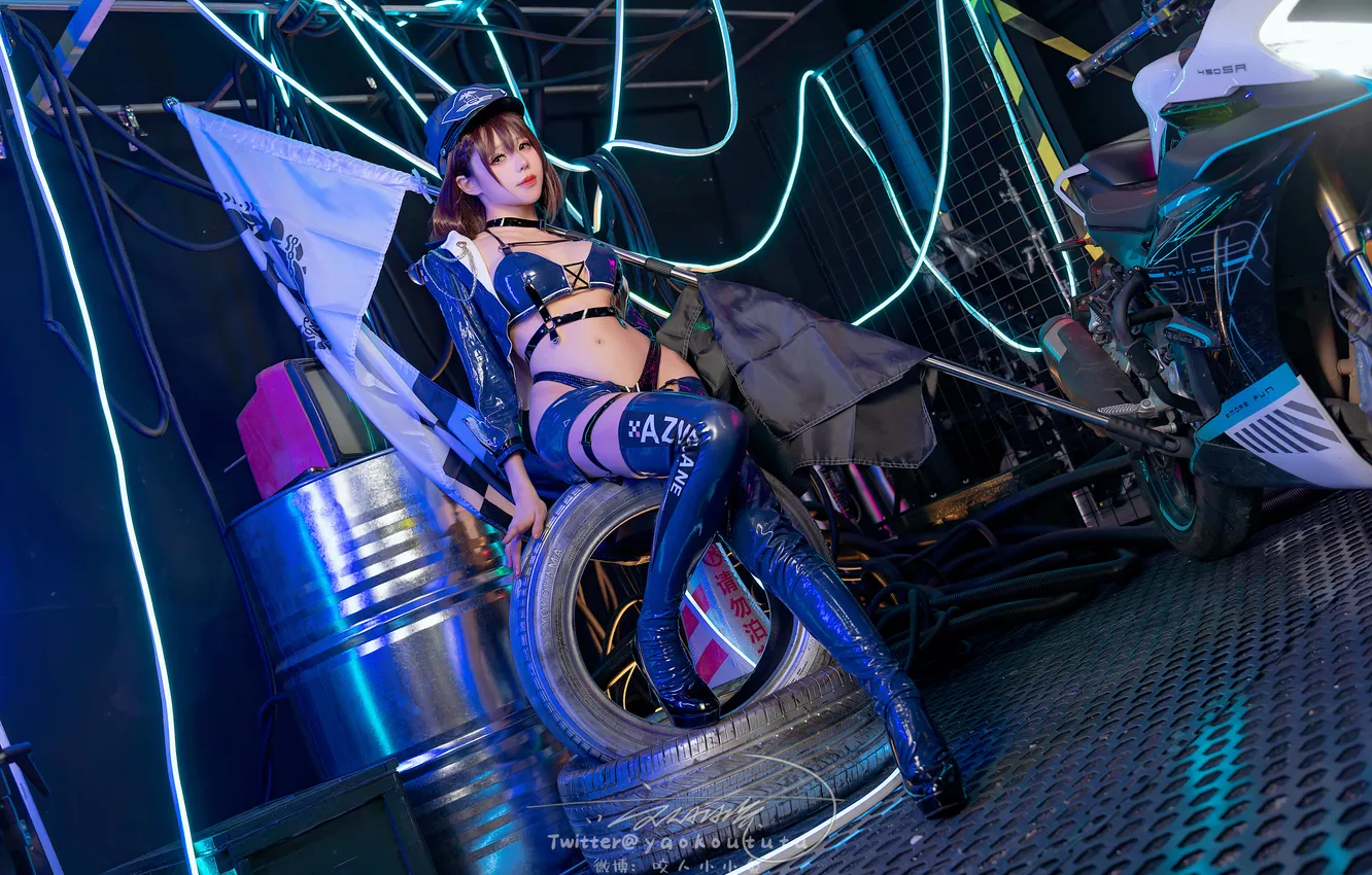 Photo wallpaper model, women, cosplay, asian, Azur Lane, Nian Tuanzitu, Baltimore (Azur Lane), Race Queen Outfit