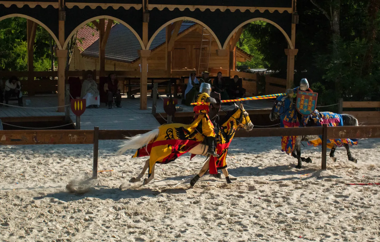 Photo wallpaper horse, horse, armor, knight, tournament