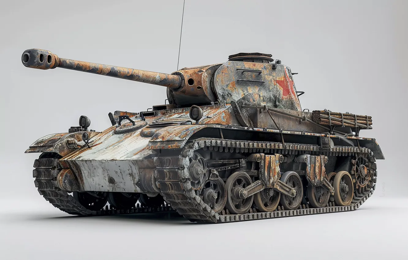 Photo wallpaper tank, light background, digital art, AI art, The Art of Artificial Intelligence, neural network