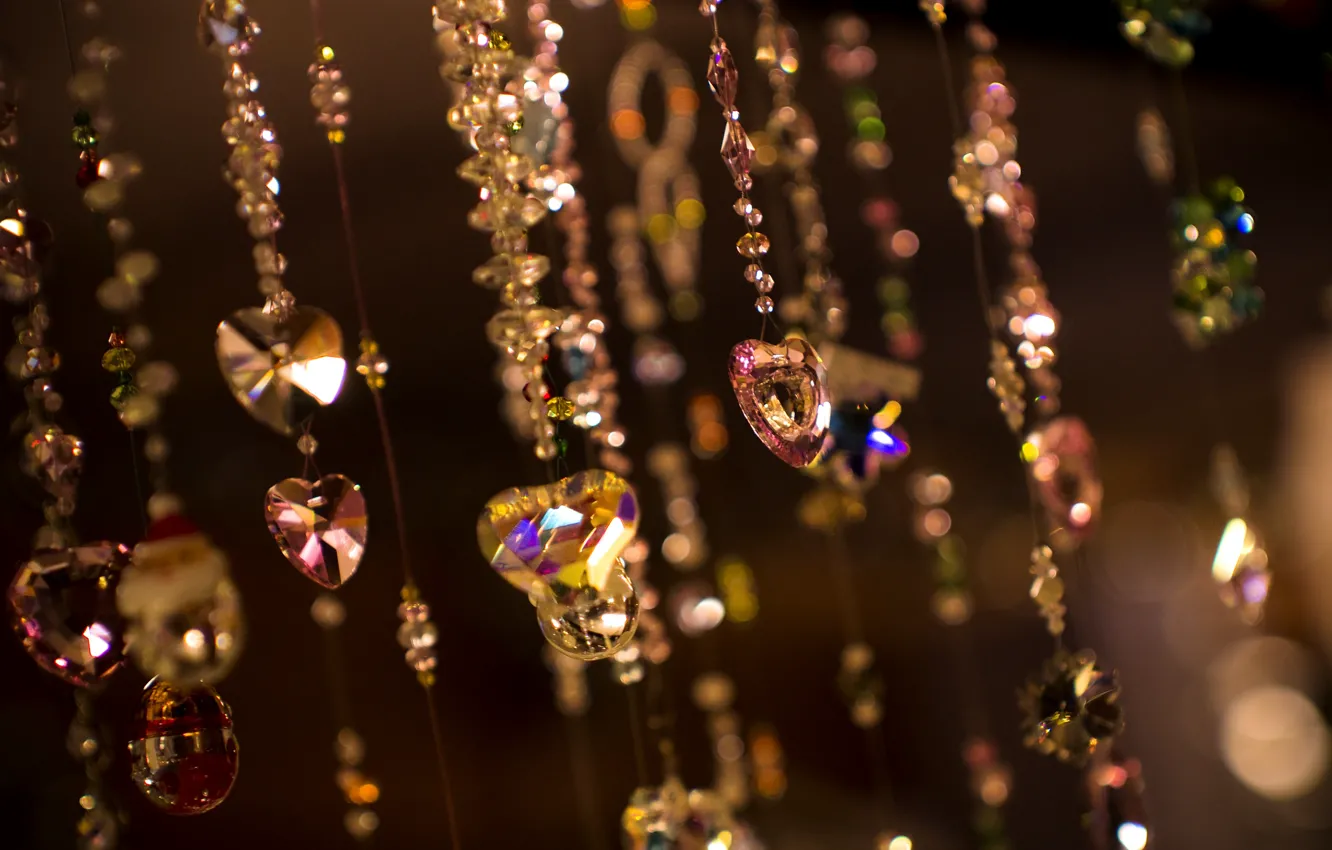 Photo wallpaper decoration, jewelry, stones, chain, glass