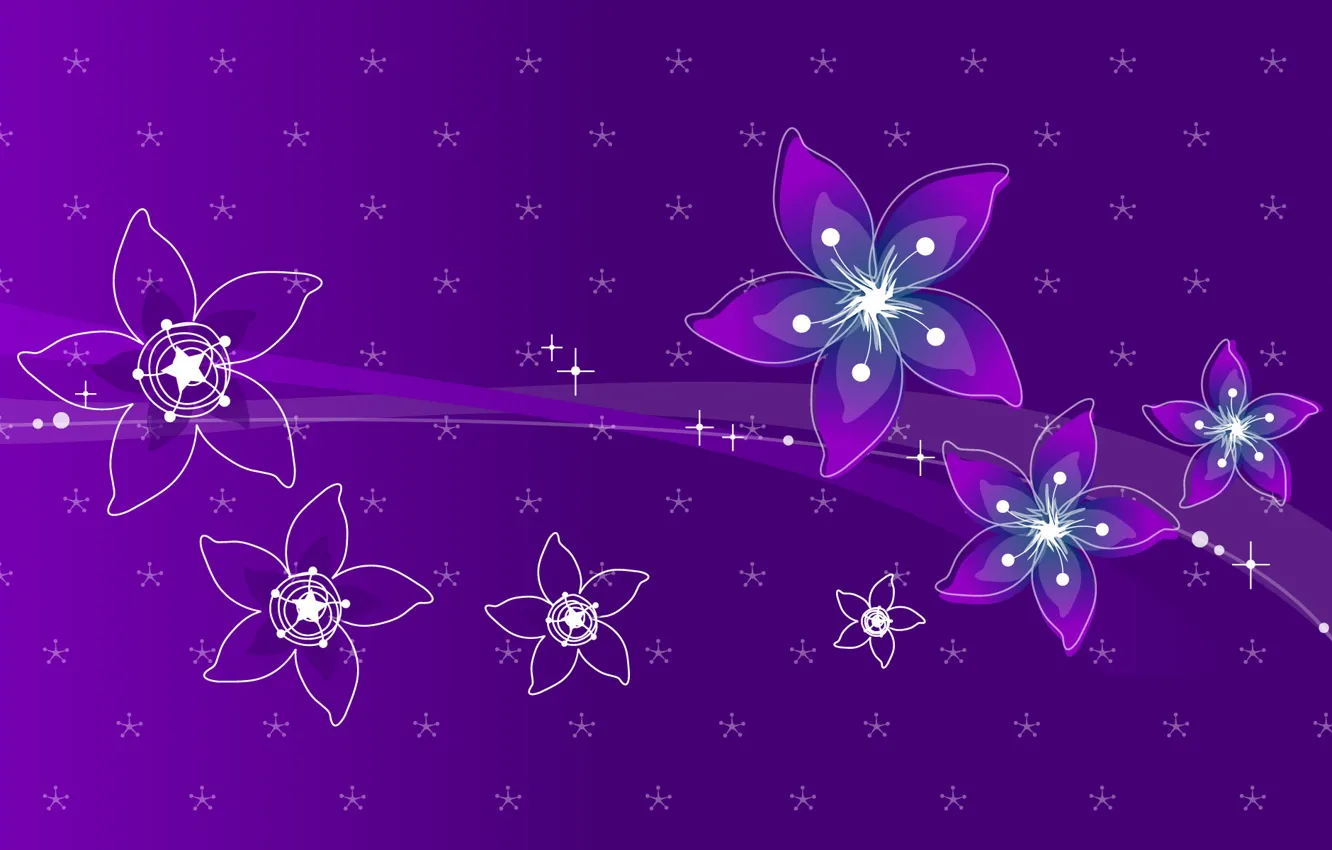 Photo wallpaper line, flowers, purple, abstacle