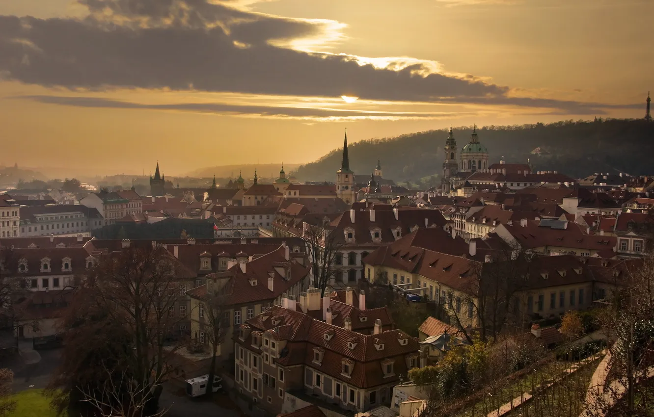 Photo wallpaper the city, morning, Praga