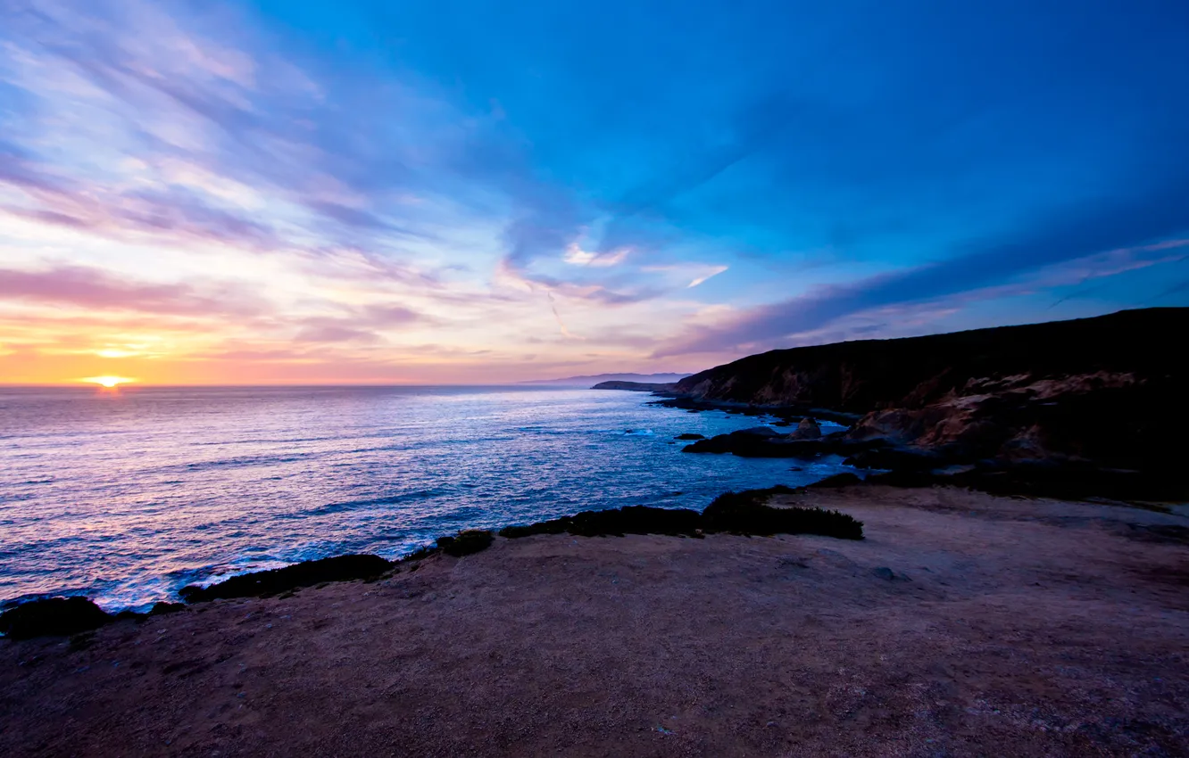 Photo wallpaper sunset, coast, Bay, California, Bodega Bay