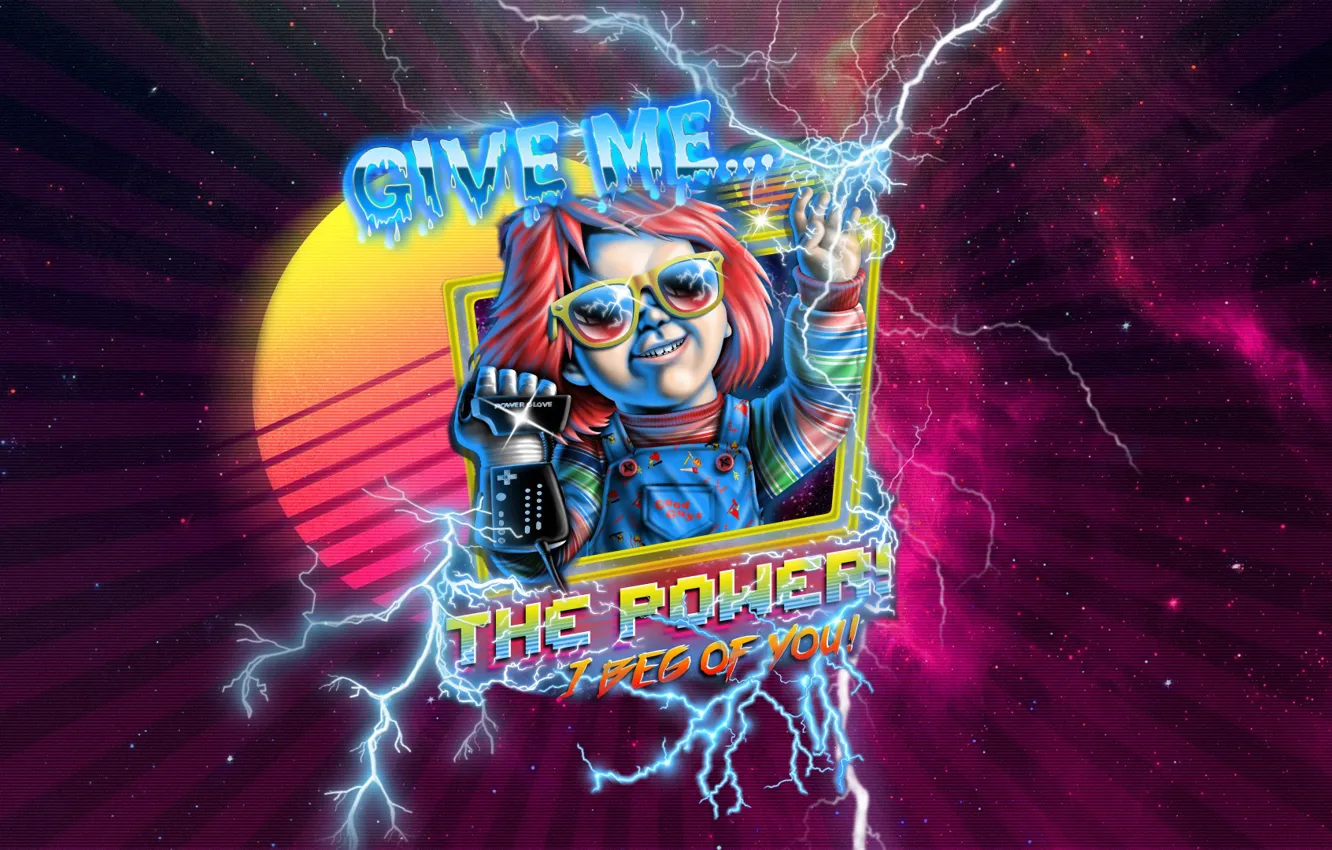 Photo wallpaper the sun, space, stars, music, lightning, art, 80s, Neon