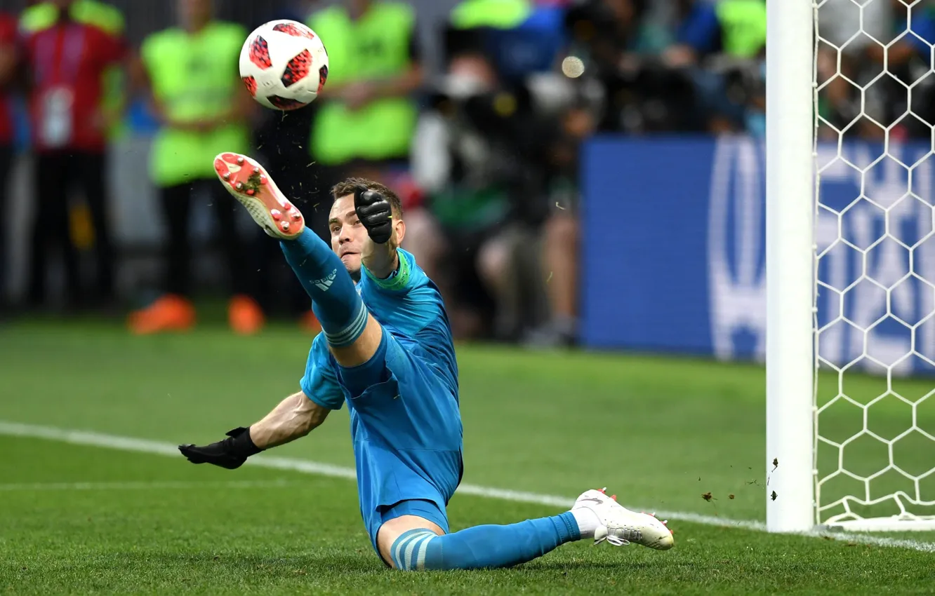 Photo wallpaper Russia, Spain, Akinfeev, World Cup 2018, Akinfeev 's leg, save