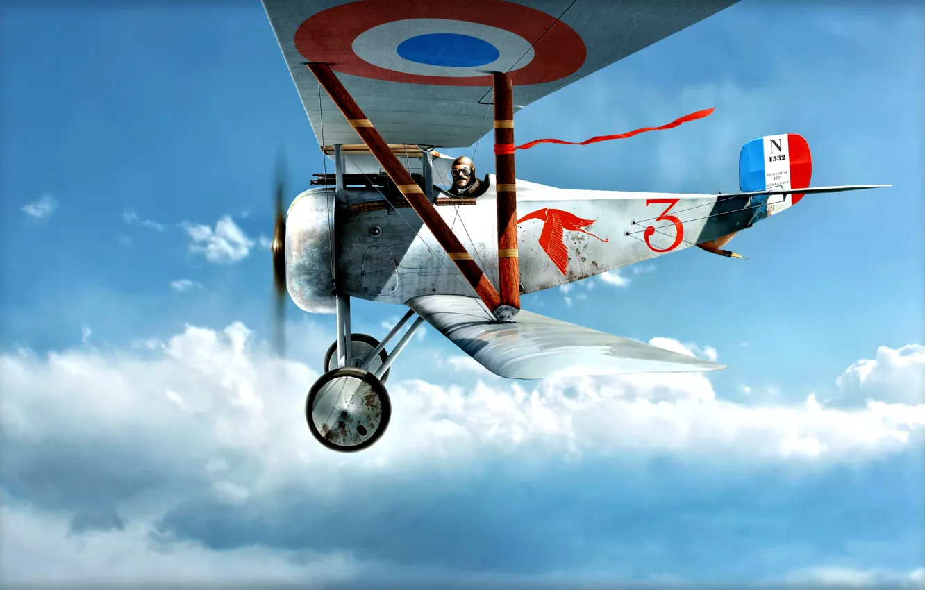 Photo wallpaper France, fighter, Biplane, pilot, WWI, Nieuport, Nieuport 17