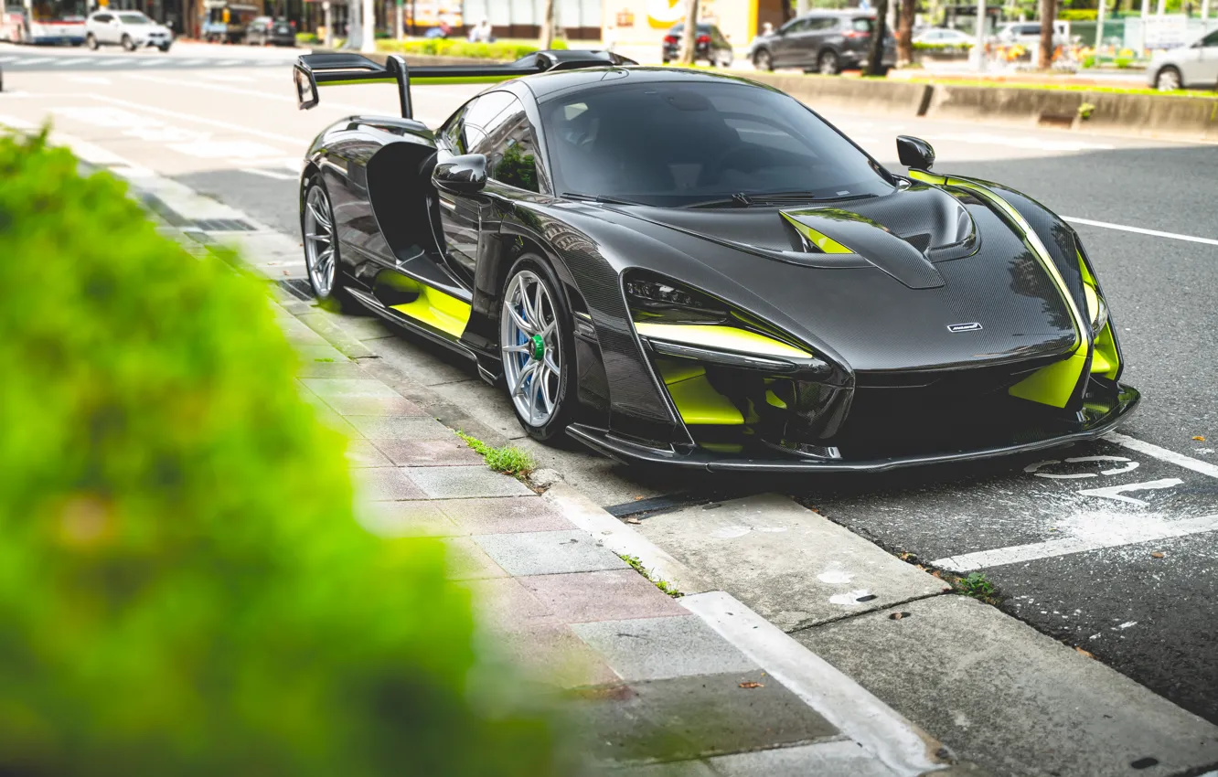 Photo wallpaper black, sports car, McLaren Senna