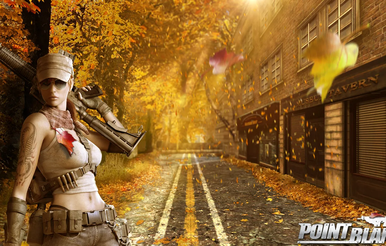 Photo wallpaper autumn, girl, weapons, Viper, autumn, Midtown, Viper, point blank