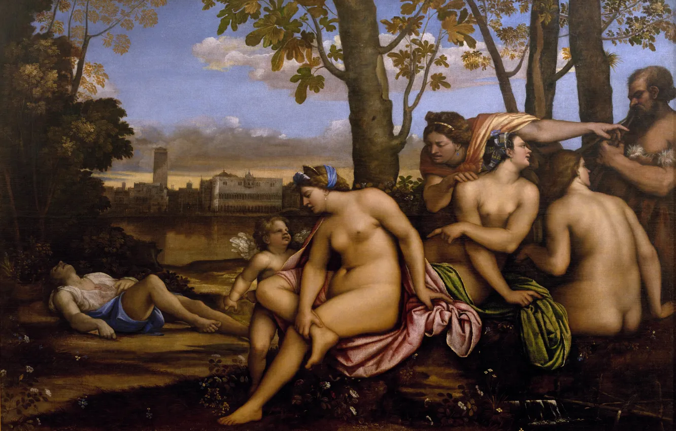 Photo wallpaper erotic, picture, mythology, The Death Of Adonis, Sebastiano del Piombo, Sebastiano del Piombo
