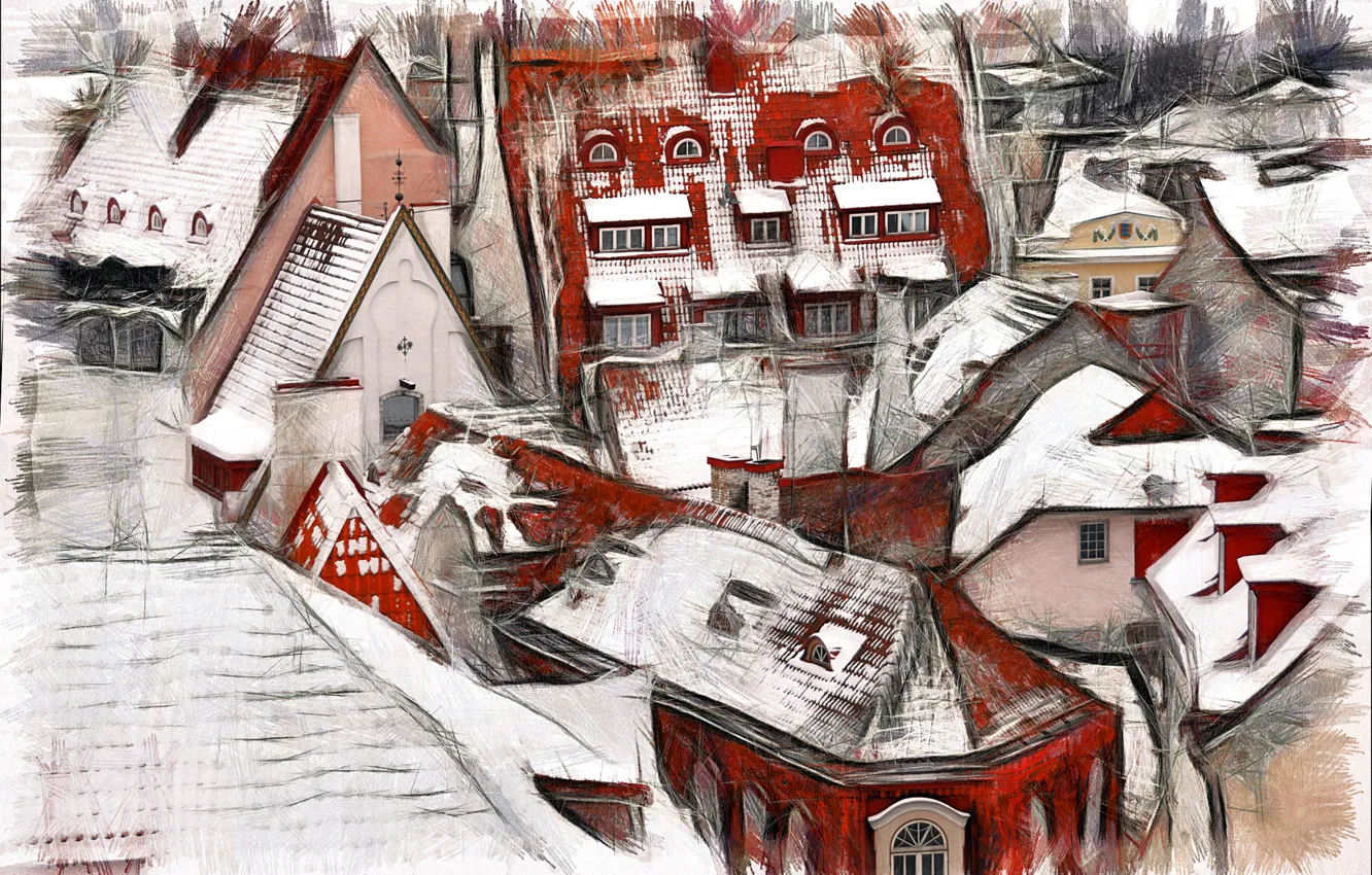 Photo wallpaper roof, the city, home, Tallinn