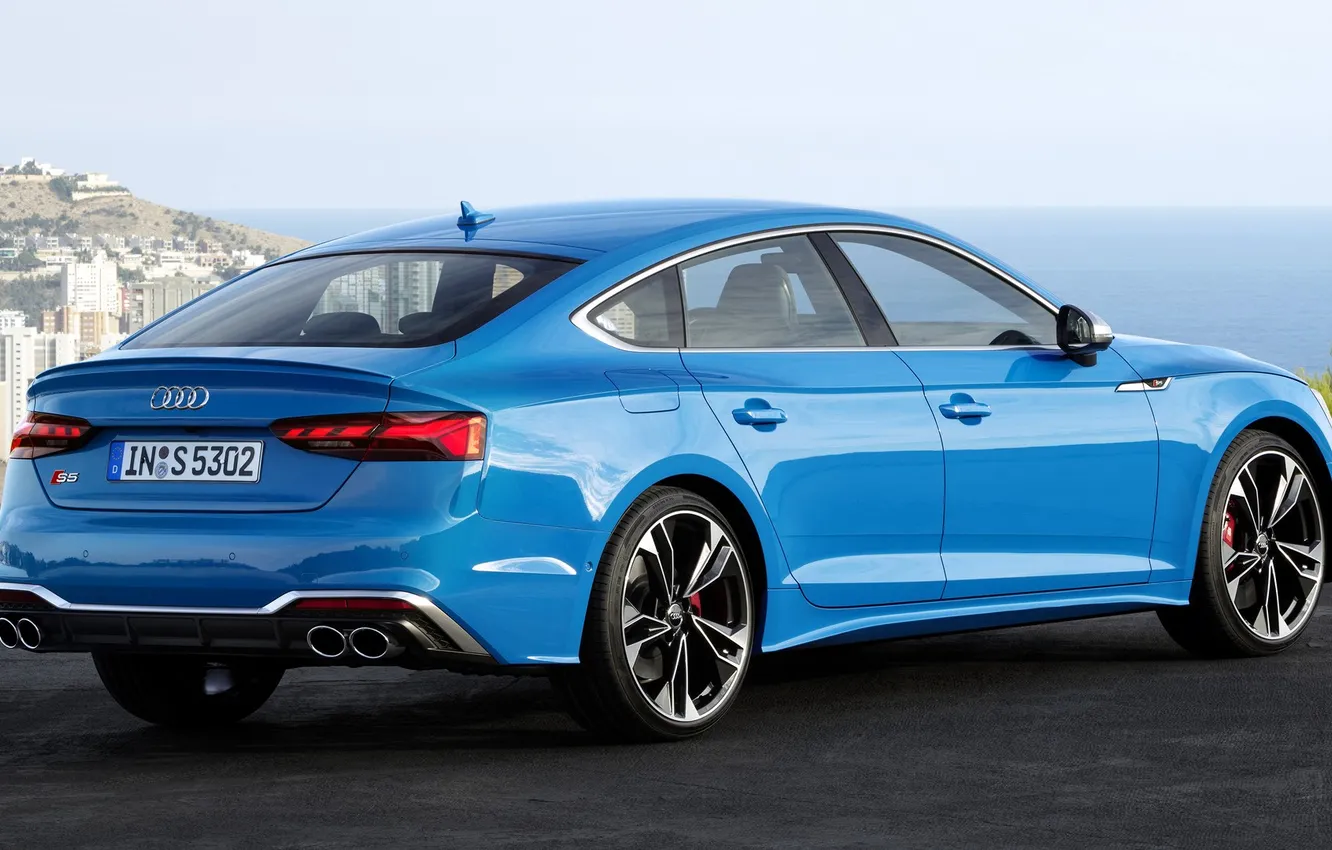 Photo wallpaper sea, the city, Audi, blue, panorama, Sportback, Audi S5 Sportback TDI
