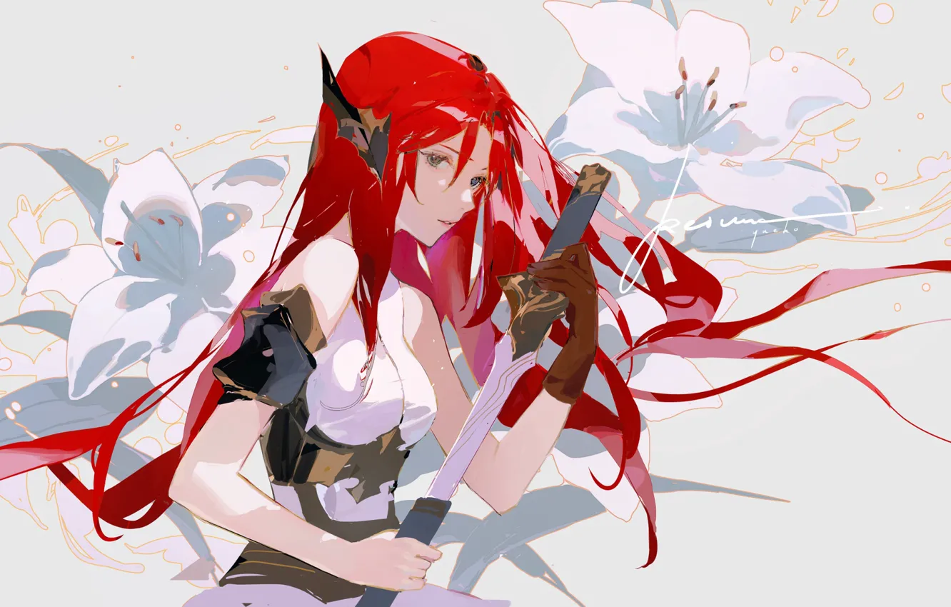 Photo wallpaper girl, Lily, sword