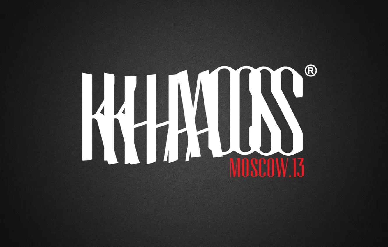Photo wallpaper logo, grey background, moscow, brand, khaos