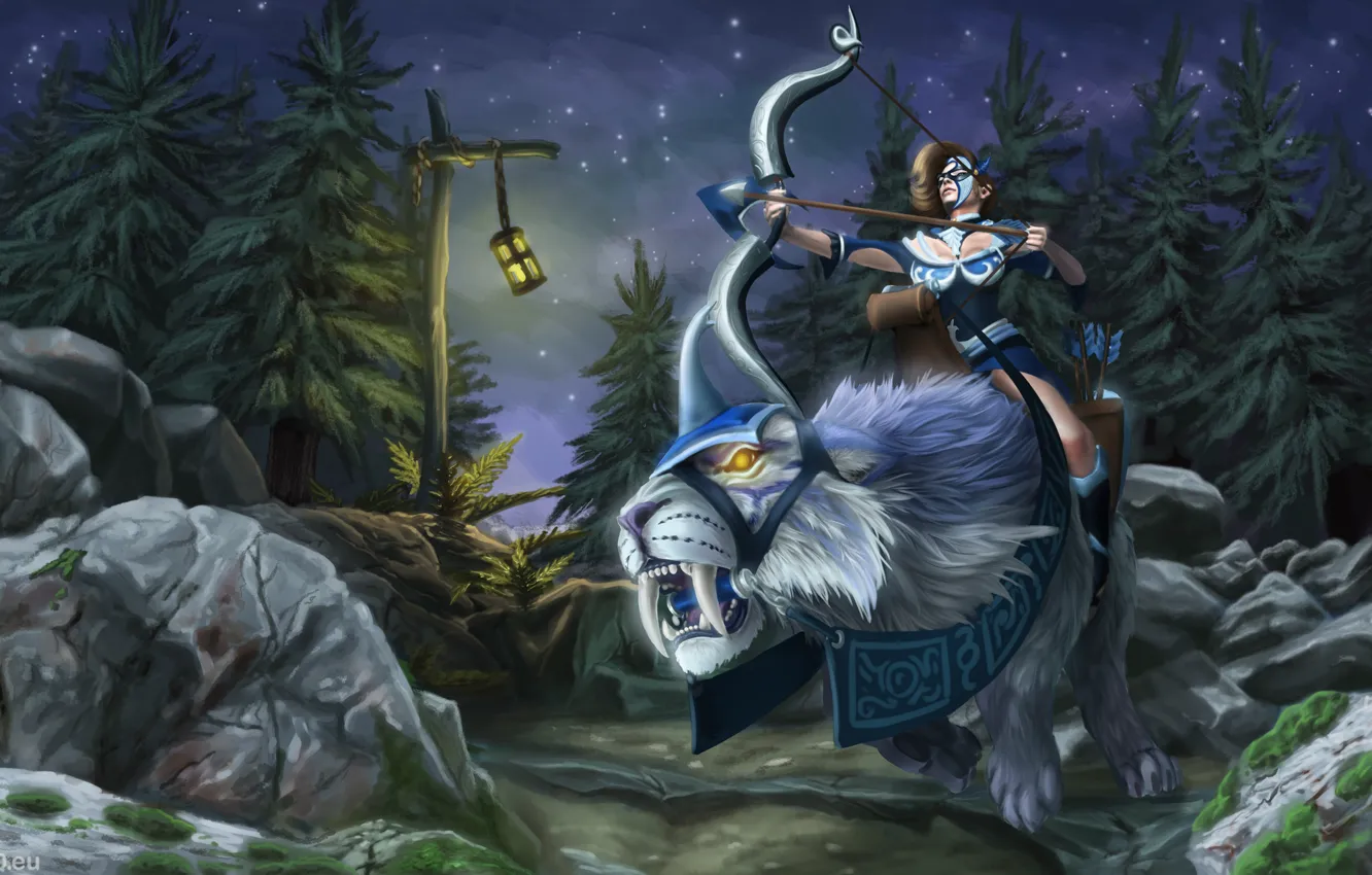 Photo wallpaper forest, cat, Archer, dota, Mirana