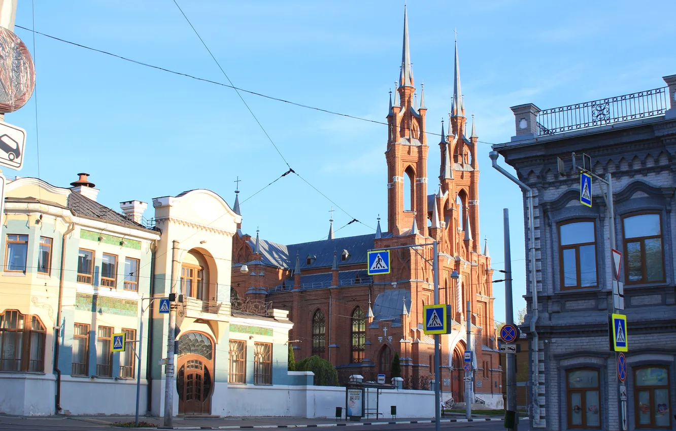 Photo wallpaper the sky, clouds, the city, street, building, home, spring, temple