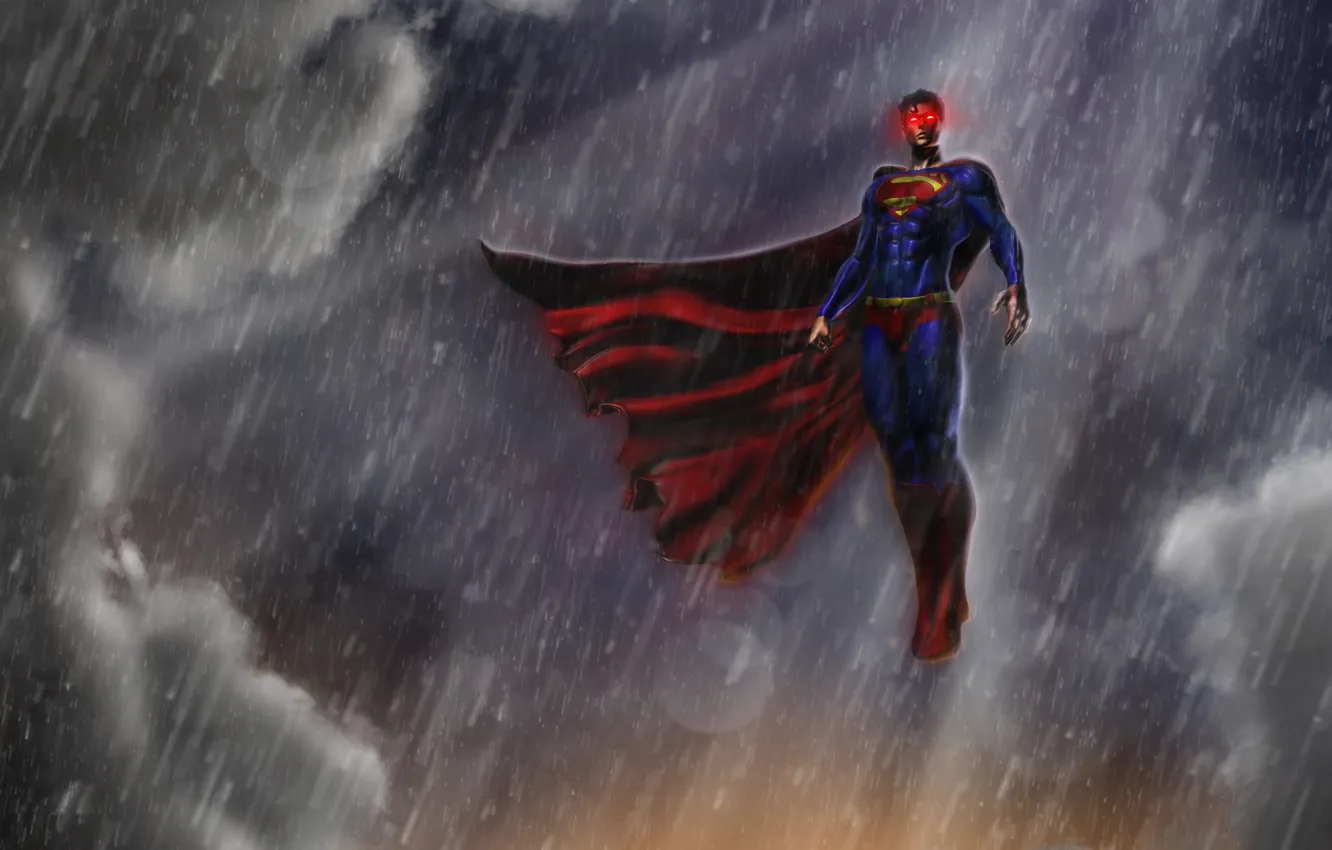 Photo wallpaper rain, superman, Clark Kent, man of steel, Kal-El