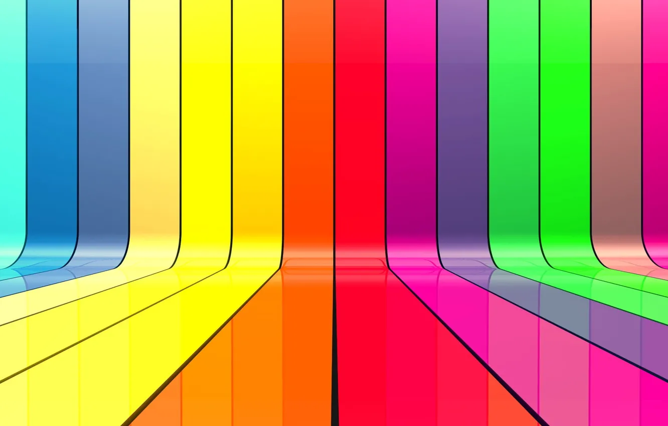 Photo wallpaper bright colors, abstraction, reflection, strip, Shine, bending, texture, stripes