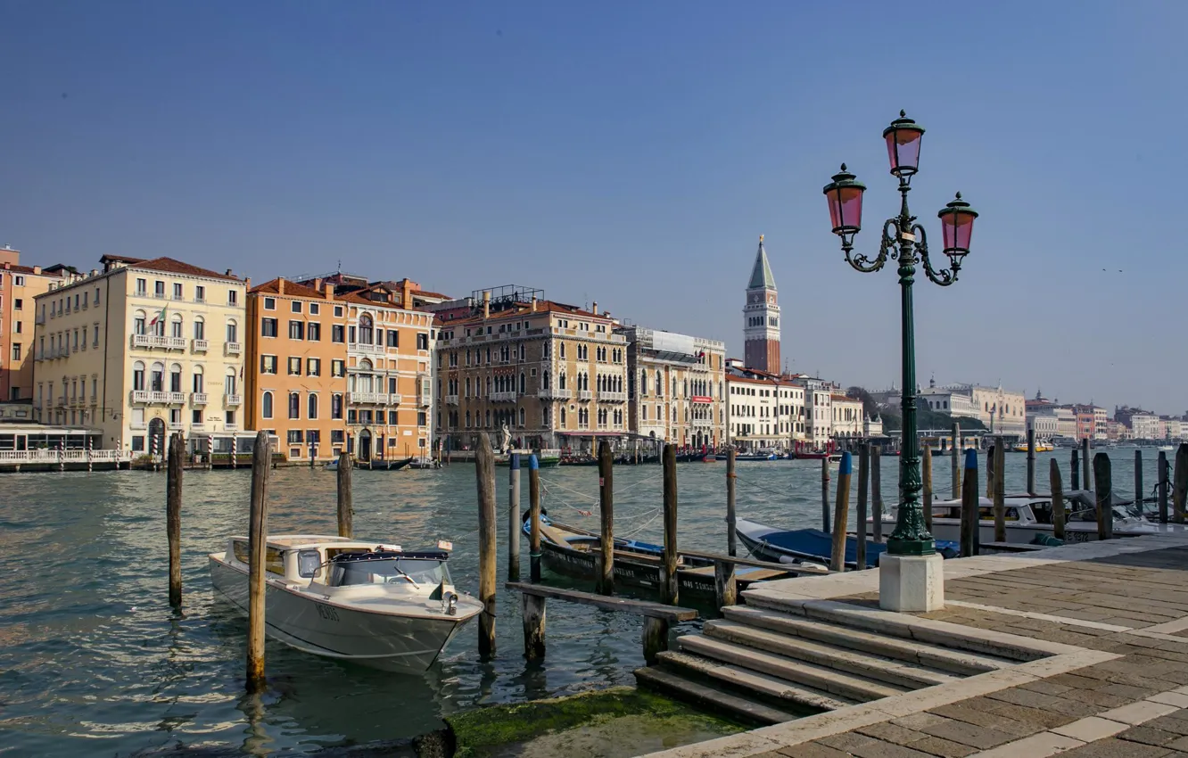 Photo wallpaper pier, lights, Italy, Venice