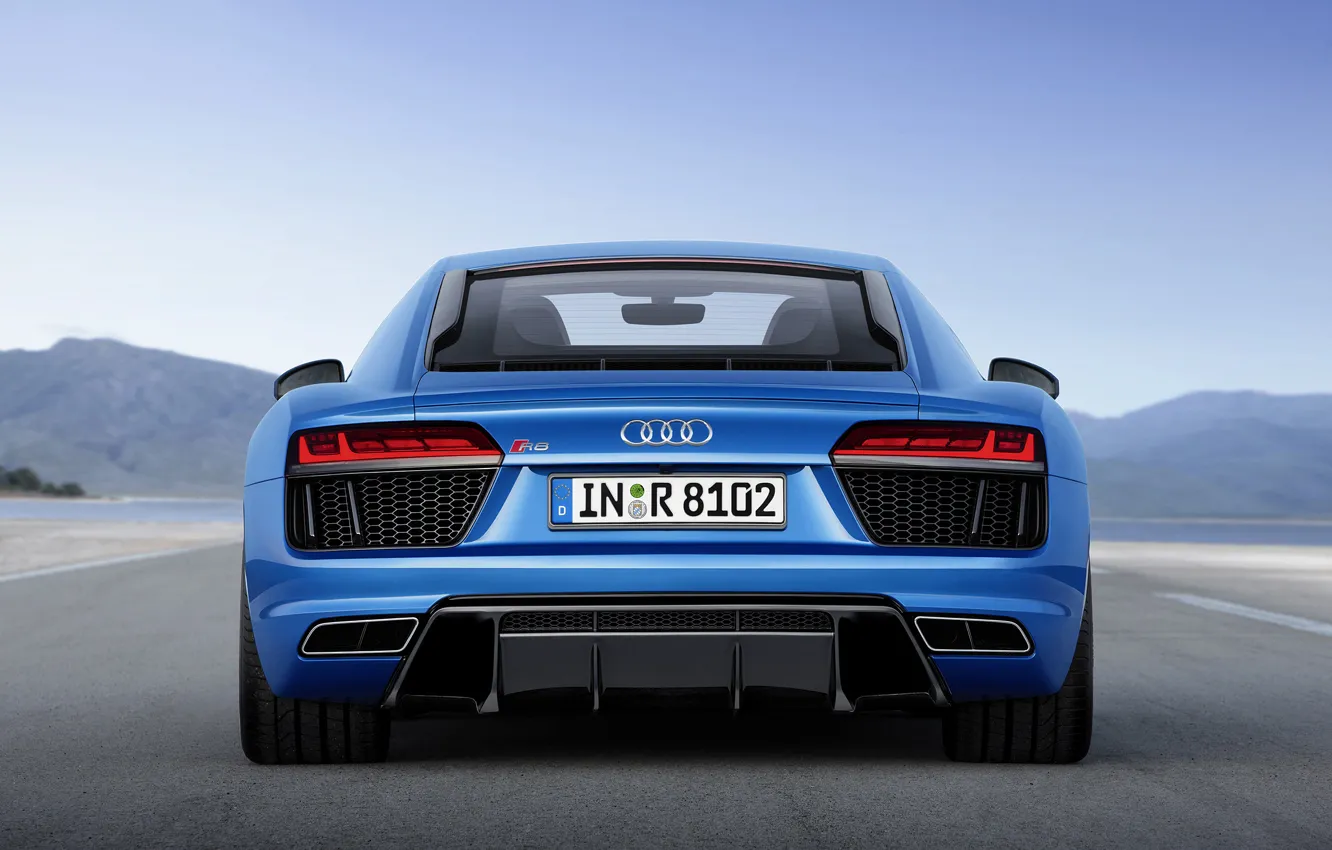 Photo wallpaper the sky, Audi, sports car, blue, V10, 2015