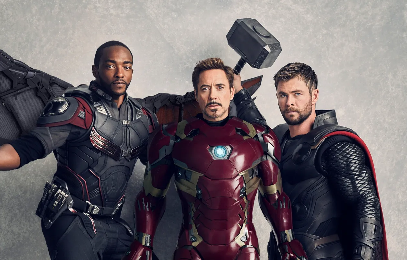 Photo wallpaper the film, guys, characters, 2018, Thor, Tony Stark, Avengers: Infinity War