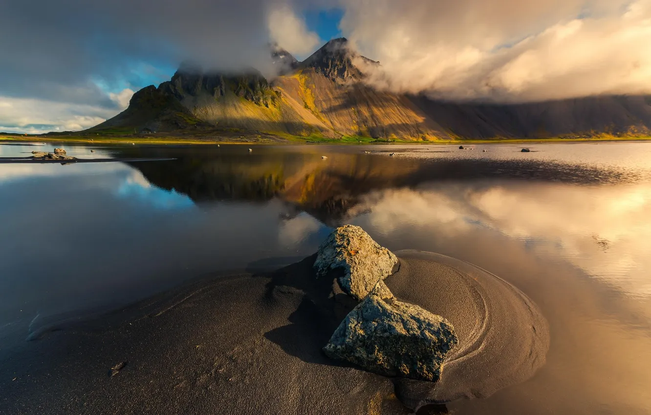 Photo wallpaper mountains, nature, river, Iceland
