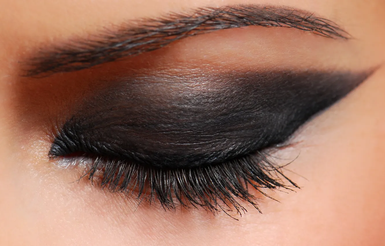 Photo wallpaper girl, macro, eyelashes, shadow, forever
