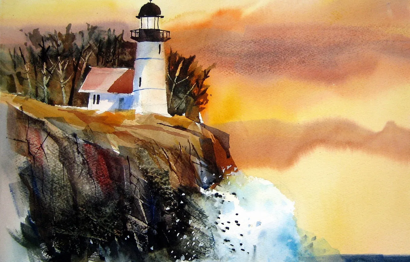 Photo wallpaper landscape, lighthouse, picture