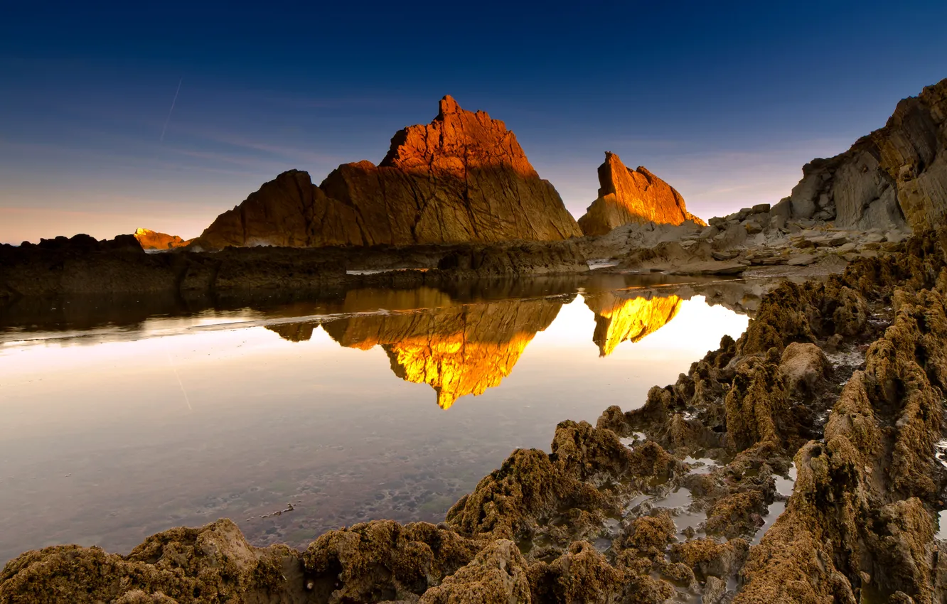 Photo wallpaper the sky, water, nature, rocks