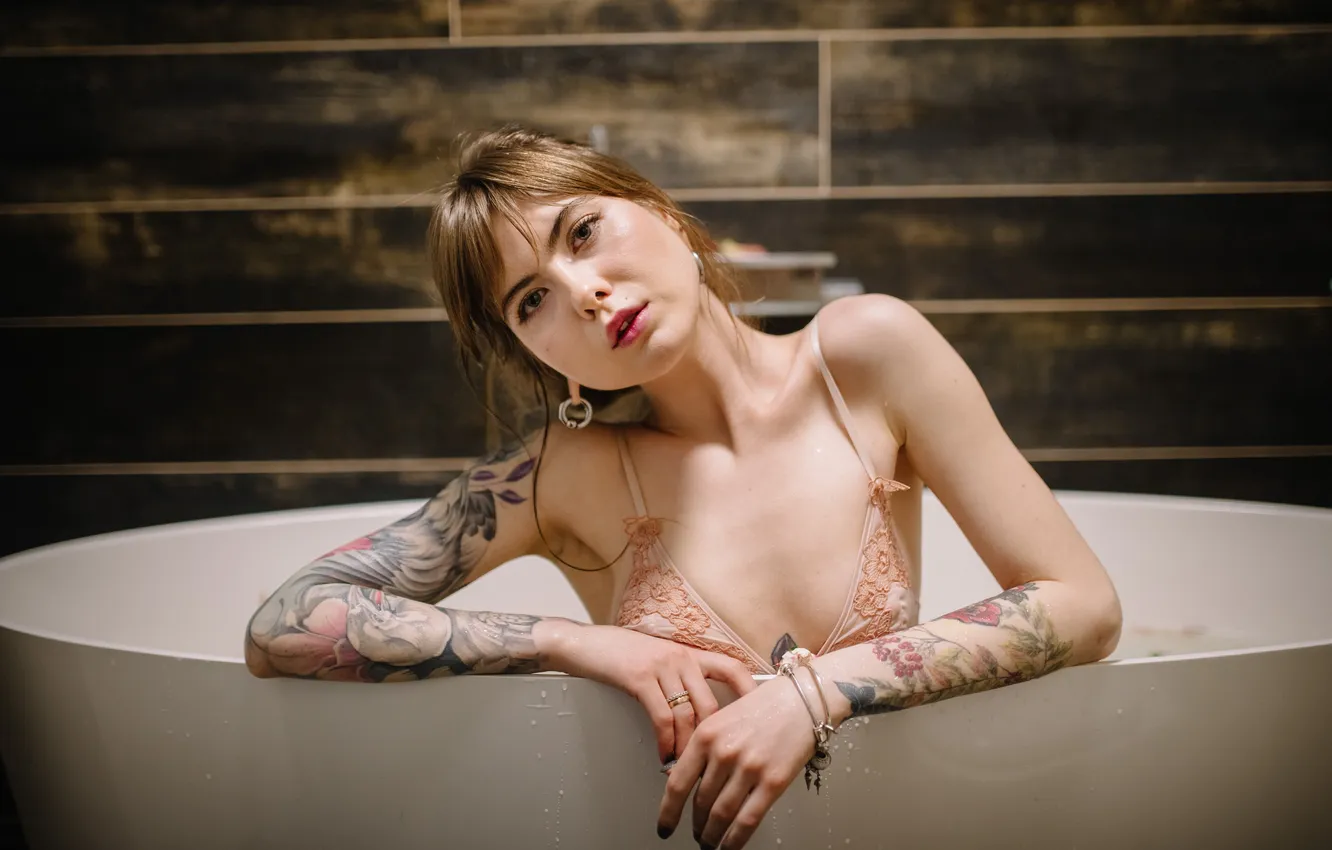 Photo wallpaper field, look, pose, portrait, tattoo, Denis Lytkin