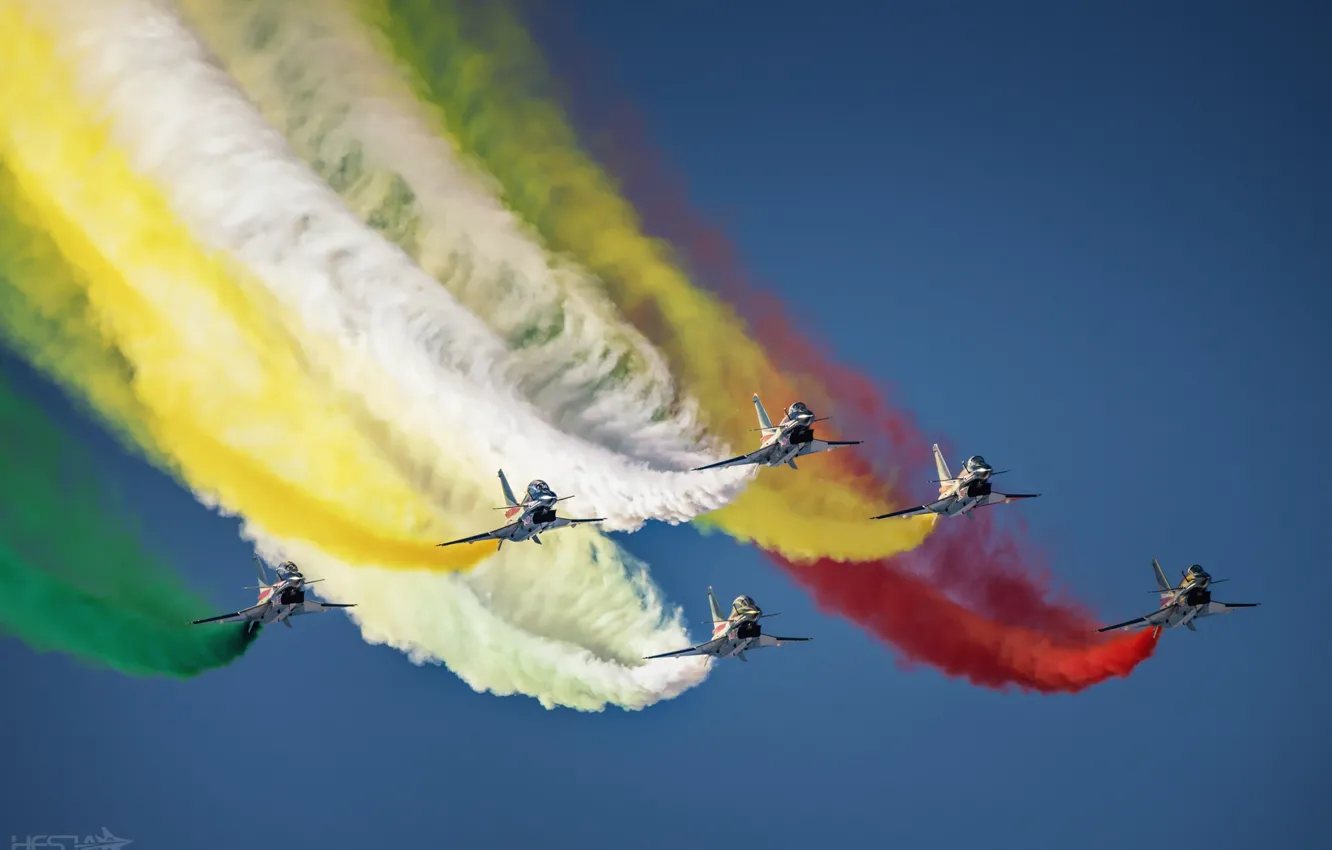 Photo wallpaper Smoke, Fighter, Aerobatic team, Chengdu J-10, AIR FORCE CHINA, August 1st aerobatic team, HESJA Air-Art …