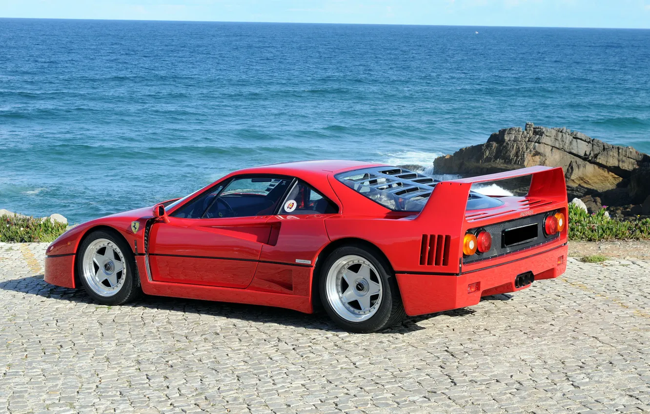 Photo wallpaper Water, Sea, Ferrari, Ferrari, F40, Car, Handsome
