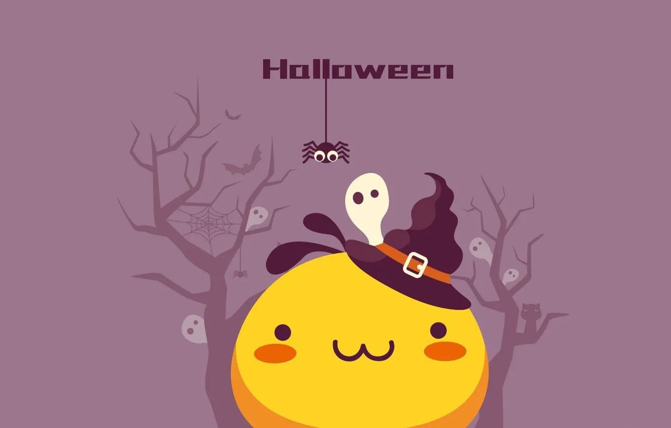 Photo wallpaper spider, Ghost, Kawai, Halloween, crank