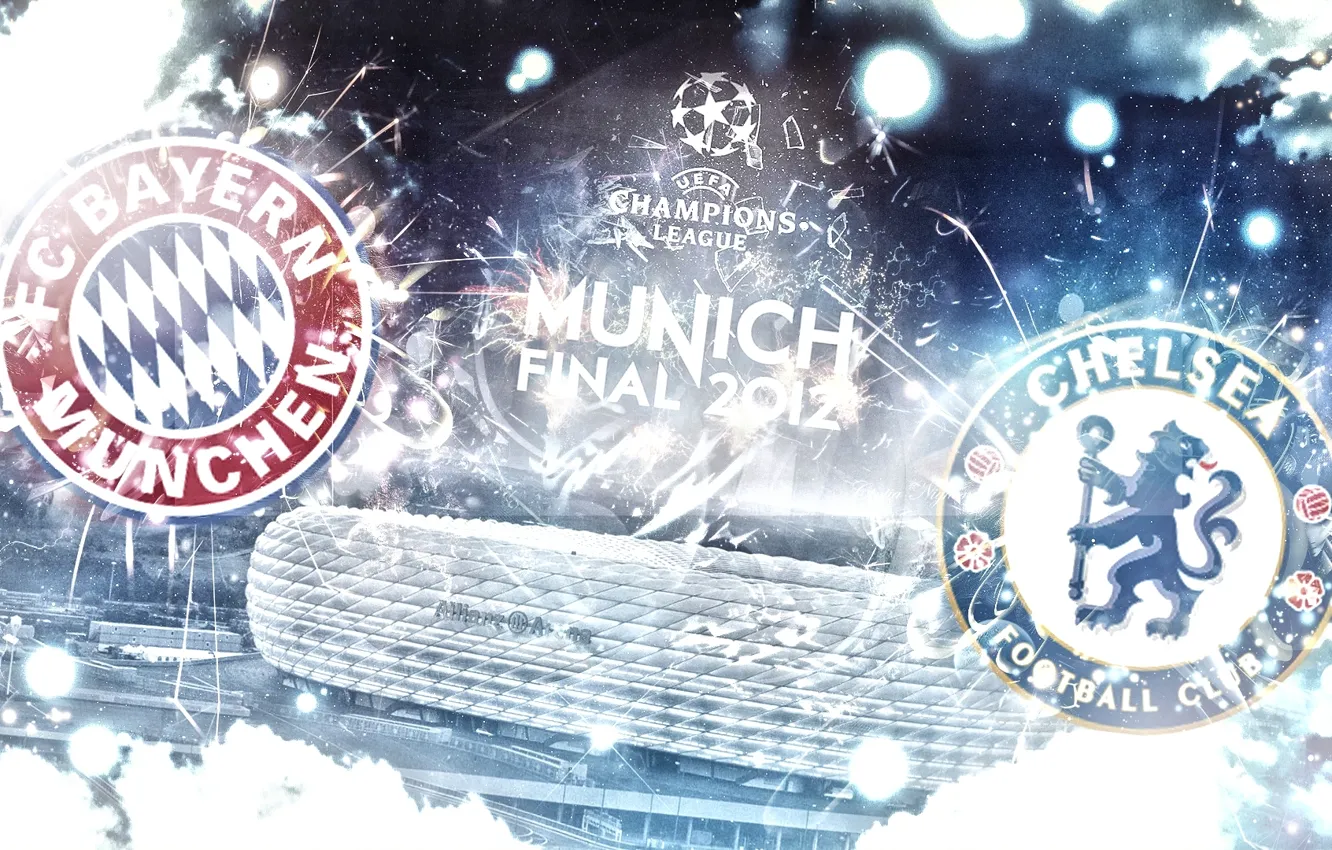 Photo wallpaper Bayern, stadium, emblems, Chelsea, Champions League, Chelsea, Allianz Arena, Final 2012