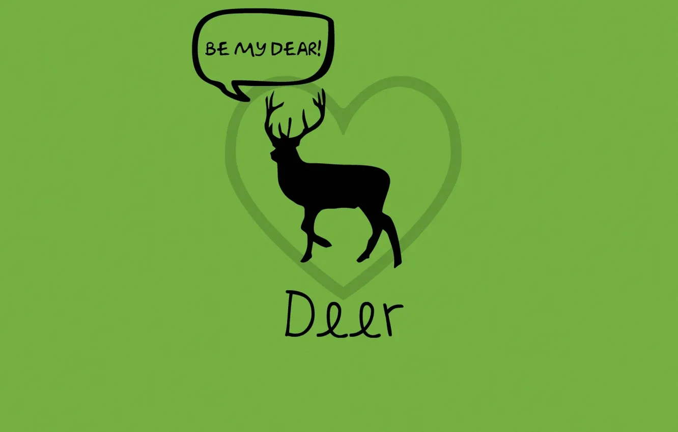 Photo wallpaper love, green, deer, word game