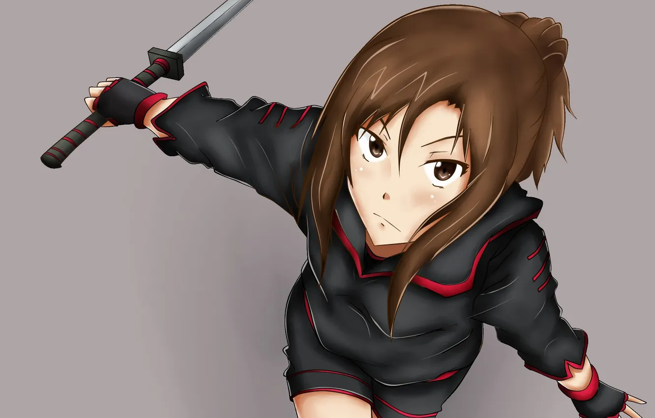 Photo wallpaper look, girl, weapons, anger, sword, katana, art, Crime000