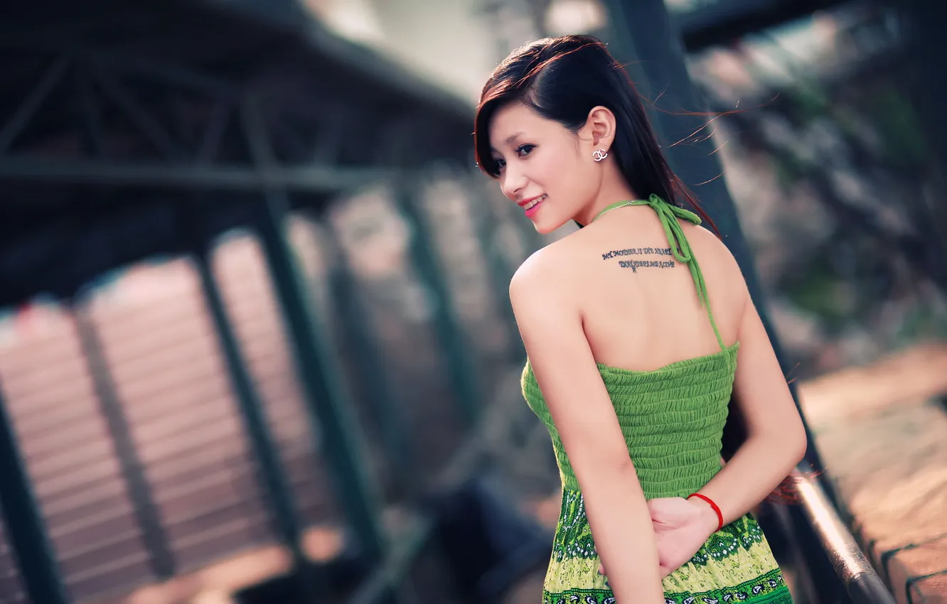 Photo wallpaper girl, background, Asian