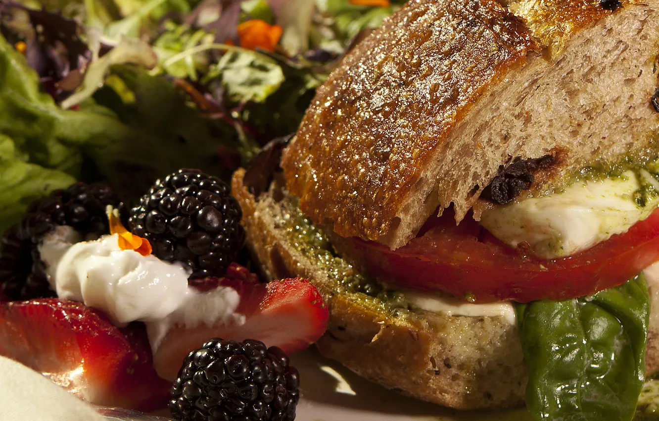 Photo wallpaper berries, sandwich, sandwich