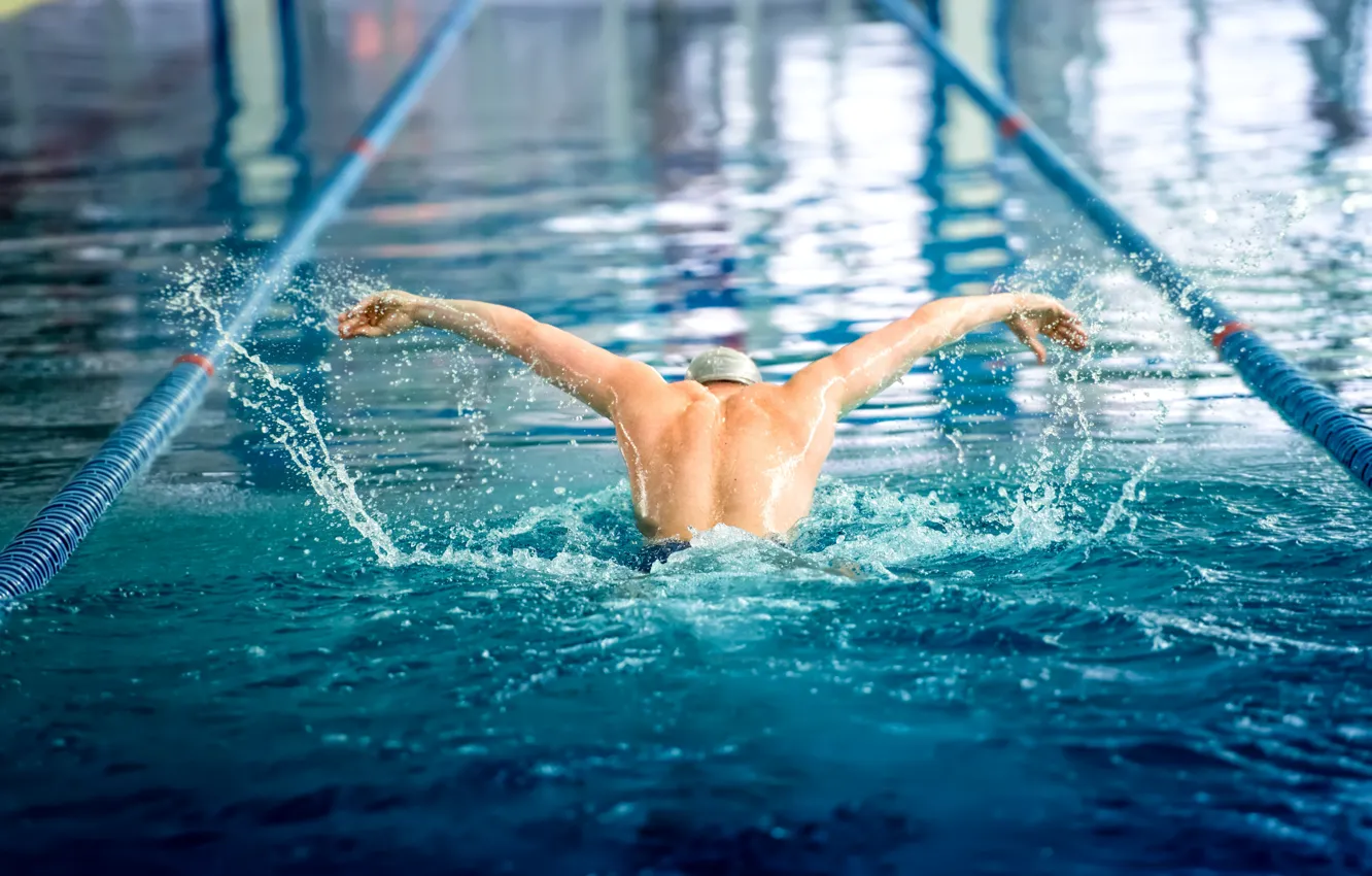 Photo wallpaper water, swimming, butterfly swim