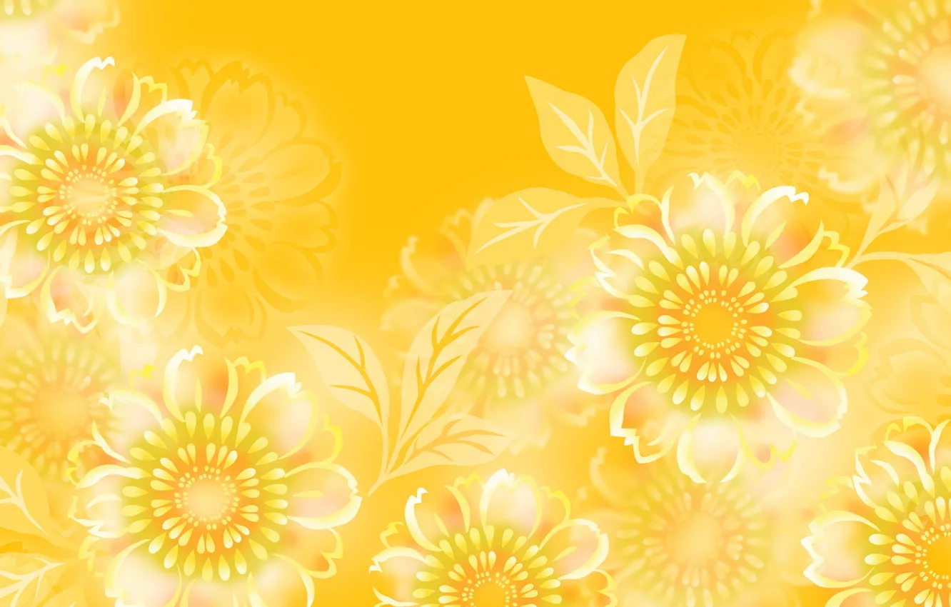 Photo wallpaper flowers, yellow, pattern